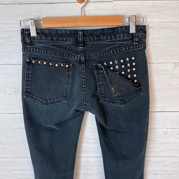 Obey Propaganda Jeans SZ 28X34 Blackish Blue Debbie Fit Low Waist Skinny Studs - Picture 1 of 14
